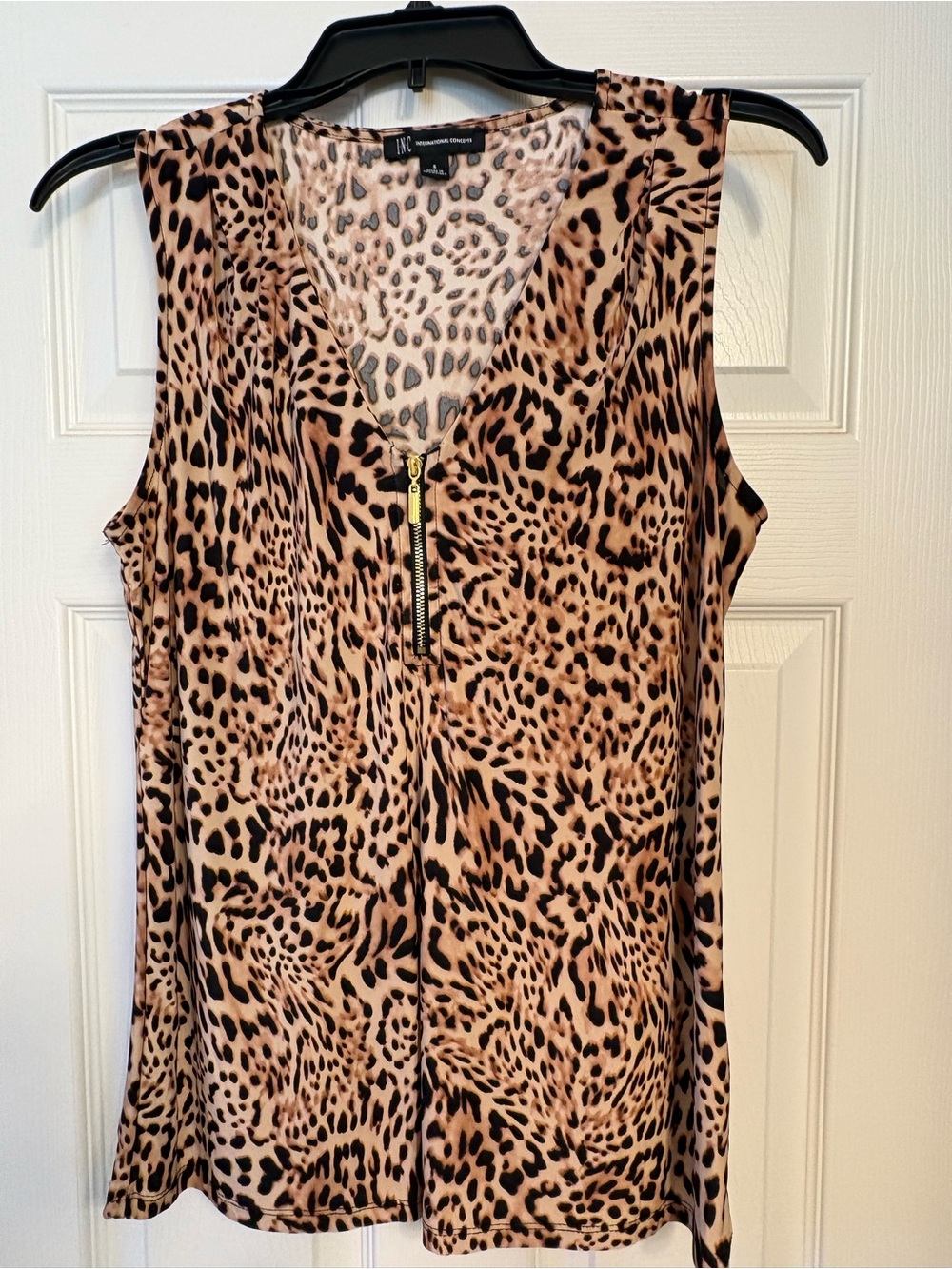 INC International Concepts Leopard-Print V-Neck Tank Top - Tan & Black